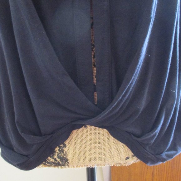 Free People "Keepin On" Tee, Black, Twist Front, Tie Sleeves Flowy Top Size M - Picture 4 of 11